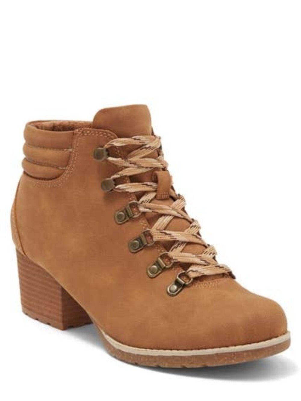 BOC by Born Alder Boots Lace Up Heel Booties Tan Cognac Nubuck Size 7 NEW